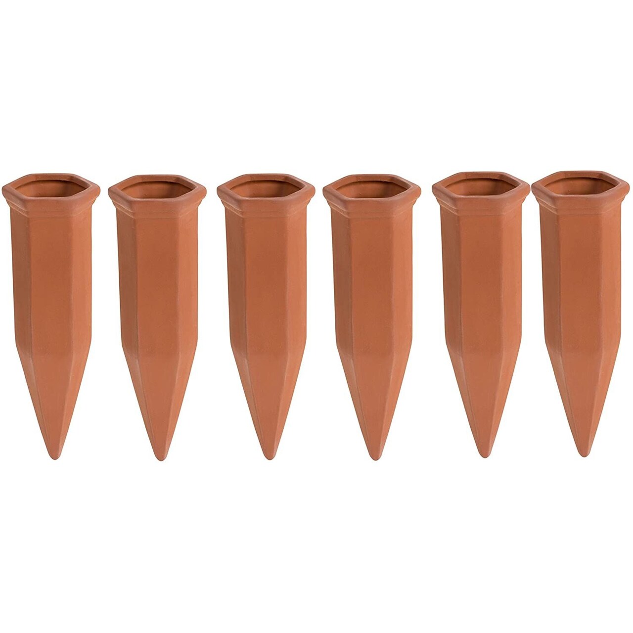 Juvale 6-Pack Self Watering Planter Insert Spikes - Slow Release Terracotta Spikes for Outdoor Plants